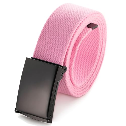 Image of Mile High Life Cut To Fit Canvas Web Belt Size Up to 52 inch with Flip-Top Solid Black Military Buckle