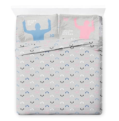 Image of Jay Franco Kids Comforter Set Includes Sheets and Pillow Cover - Soft and Cozy Bed Set for Stylish Room Decor, Grey - Messi, 7 Piece Queen