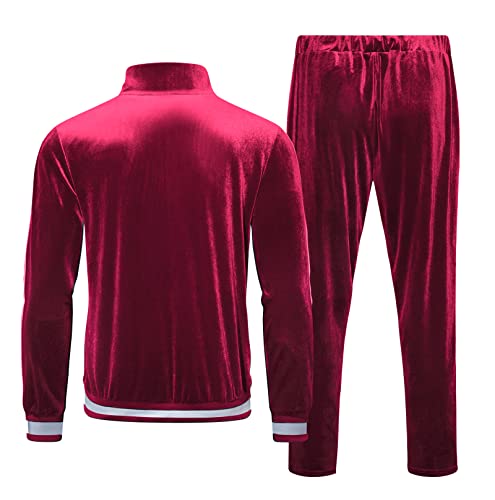 Rpovig Velour Tracksuit Sweatsuit Velvet:men's Jogging Track Suit 2 Pieces Set Zip Up Sweatshirts Jacket Pants With Pockets #TOP3
