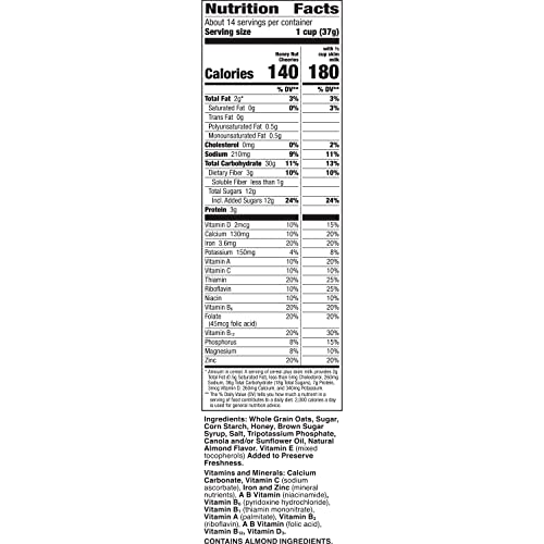 Image of Cheerios Honey Nut, Breakfast Cereal with Oats, Gluten Free, 18.8 oz (Pack of 14)