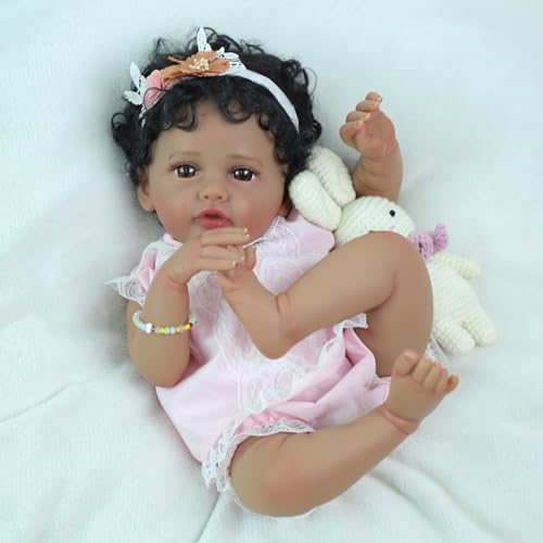 Muñeca Reborn Realista Negra Bebé de 20 pulgadas miniatura 4