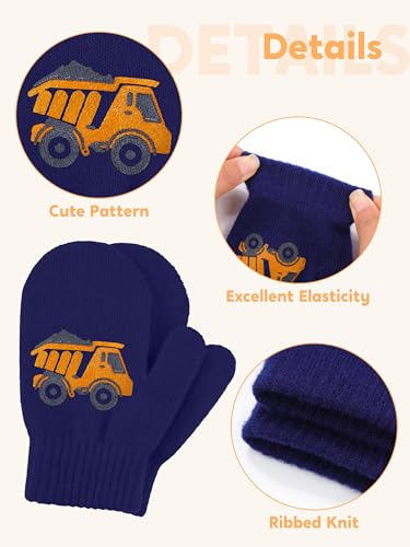 Image of Cooraby 6 Pairs Toddler Magic Stretch Mittens Winter Unisex Baby Knitted Gloves Mittens