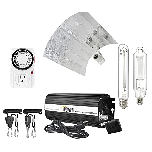 iPower 600W HPS MH Digital Dimmable Grow Light System Kit 19-Inch Gull Wing Reflector with Electronic Ballast, Two Bulbs, Timer and Hanger Rope iPower 600W HPS MH Digital Dimmable Grow Light System Kit 19-Inch Gull Wing Reflector with Electronic Ballast, Two Bulbs, Timer and Hanger Rope