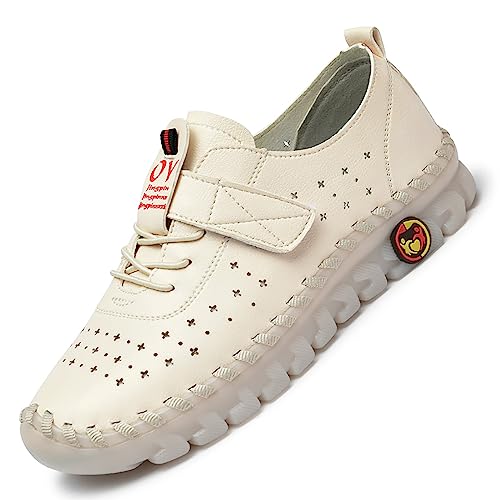 Image of Women's Hollow Beef Tendon Soft Bottom Slip-on Flat Loafers,Fashion Hand Sewing Non-Slip Oxford Breathable Orthotic 4D Pain Relief Comfy Walk Casual Shoes