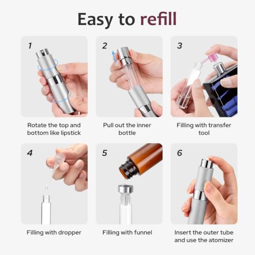 Image of LISAPACK 8ml Travel Perfume Bottle Refillable, 3 PCS Cologne Atomizer Spray