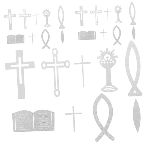 BESTYASH Decorazione da Tavolo per Battesimo in Legno Croce Battesimale e Ritagli Forma di Pesce Ornamento Nautico per Eventi e Decorazioni da Tavolo