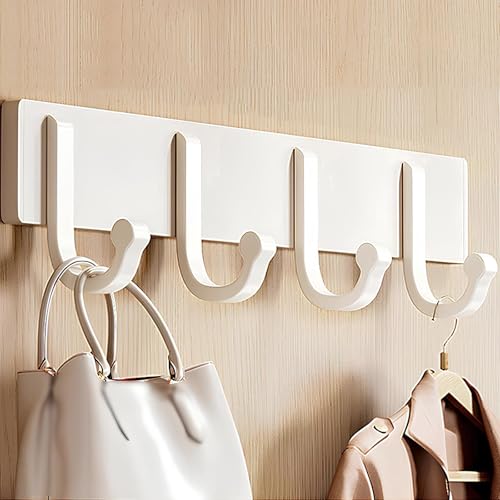 Perchero Pared, Perchero Colgante De Estilo Pastoral, Ganchos De Pared Sin Taladrar, Percheros Pared Aleación De Aluminio,Adecuado Para El Balcón Del Baño Detrás De La Puerta(White,29.7cm/11.6in)