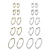 Evevil 10 Pairs Clip On Earrings Fake Earrings Hypoallergenic Non-Piercing Clip On Hoops Earrings, Steel Plated & Gold Plated Color