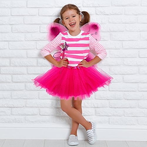 EQLEF Fairy Costume for Girls, Hot Pink Tutu Wings Wand Set Fairy Wings  Costume Kids Princess Butterfly Wings Butterfly Fancy Dress - BigaMart