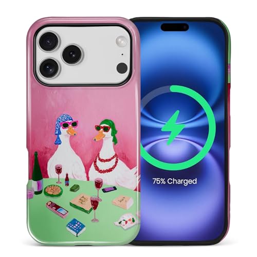artslion for iPhone 17 Pro Case for Women Girl Men Boy, Compatible with MagSafe, Shockproof Soft Silicone & Hard PC Shell Protective Case for iPhone 17 Pro - Funny Duck Candlelight Dinner by artslion - Used condition - US$11.29