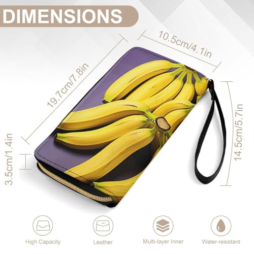 Womens Leather Wallets Unique Banana Fruit Wallet for Women Large Capacity Card Phone Holder Ladies Purse with Wriststrap2