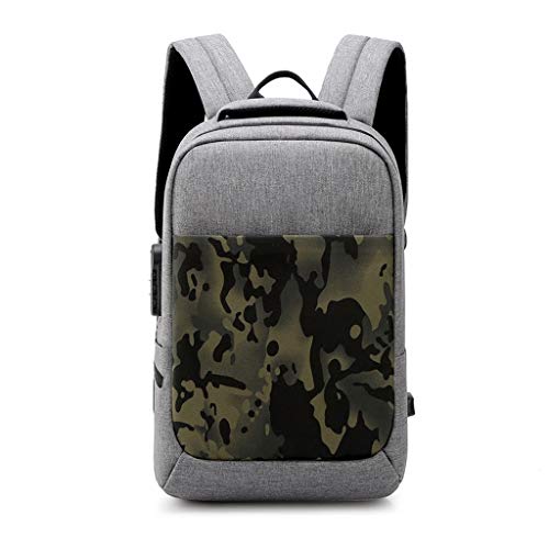 Mode Camouflage Schulrucksack, Männer Business Laptoptasche mit USB, Waschbar strapazierfähiger Canvas-Rucksack, College, Reisen, Büro, Täglich Cover