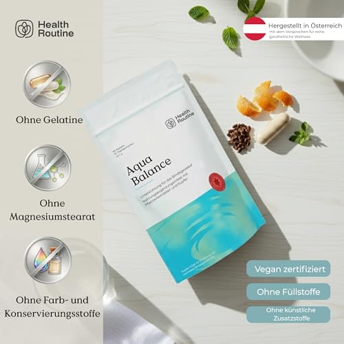 Health Routine Aqua Balance — 120 Kapseln — Nahrungsergänzungsmittel mit OPC Traubenkernextrakt Hochdosiert, Diosmin, Kupfer und Brennnessel zur Unterstützung von Bindegewebe und Venen
