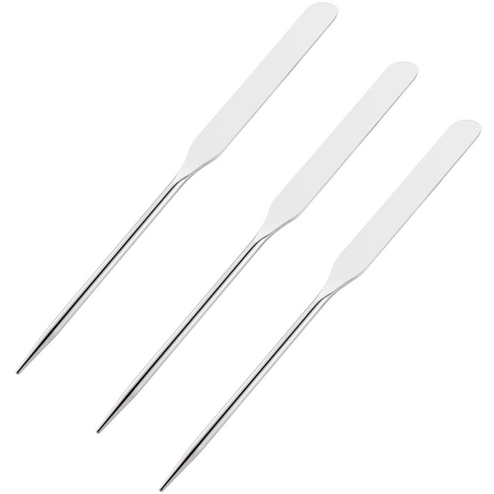 FOMIYES 3pcs Makeup Spatula Stainless Steel Cosmetics Stirring Rod Metal Scoop Liquid Foundation Painting Watercolor Mixing Tool for Home Salon Professional and Personal Use