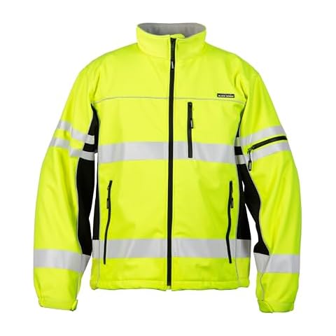 Kishigo Unisex High Visibility Reflective Premium Black Series Soft Shell Jacket JS137, Zipper Closure, ANSI 107 Type R/Class 3, Construction, Roadwork, Traffic, Security, Outdoor (Lime, L) Cover