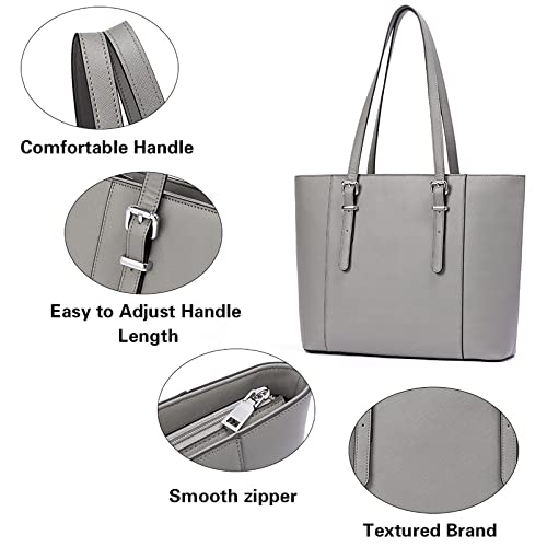 Image of Telena Laptop Tote Bag for Women, 15.6 Inch Shoulder Tote Bag Leather Briefcase for Women, Large Capacity Handbag Bags | 15.6 Inch
