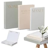 Nzkeuf 3 Pezzi Libri Decorativi Arredamento, Set di Libri Finti Decorativi Design, Libris Finti in Lino Scatola Portaoggetti con Chiusura Magnetica, Impilabile Libri Falsi per Casa Home Decor