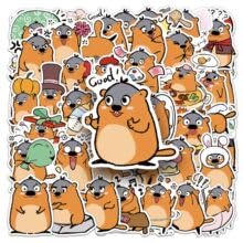 50 Pcs Groundhog Graffiti Stickers for Water Bottles,Guitar,Bicycle,Laptop,Skateboard,Computer,Marmot Animal Cute Style Stickers Waterproof Vinyl,Scrawl Decoration for Girls Boys Children Teens