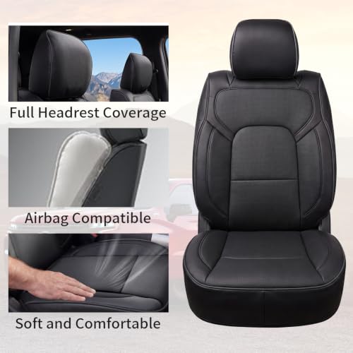Umbrauto Car Seat Covers for Dodge Ram 2 Pcs Front, Waterproof Nappa Leather Seat Cover for 2009-2025 Ram 1500, 2010-2025 Ram 2500 3500 Crew Mega Cab by Umbrauto - Used condition - Image 3
