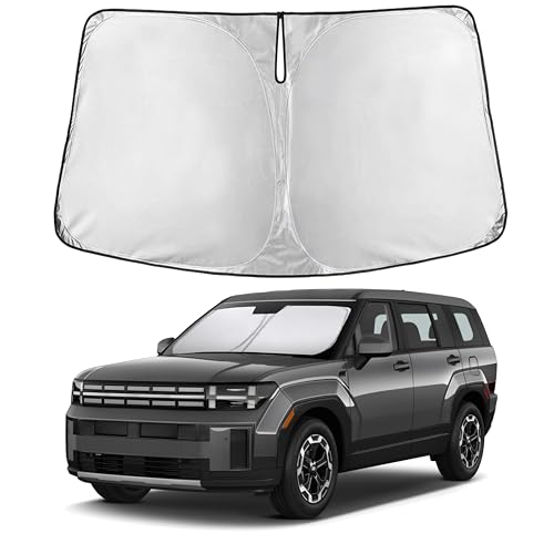 Image of EcoNour Custom Windshield Sun Shade for Hyundai Santa Fe 2024-2026 | Midsize SUV Front Window Heat & UV Shield | Foldable Multi-Layer Sun Cover