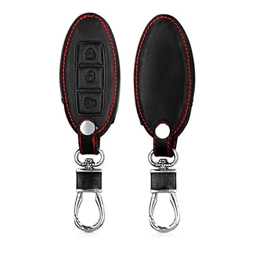 kwmobile Funda para Llave de 3 Botones para Coche Nissan - Cubierta de Cuero sintético - Case para Mando y Control de Auto en Negro