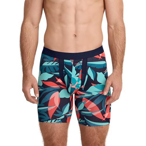 Jockey Men's Underwear Chafe Proof Pouch Cotton Stretch 8.5" Long Leg Boxer Brief - 3 Pack, Northern Light/Palma/True Navy, M2