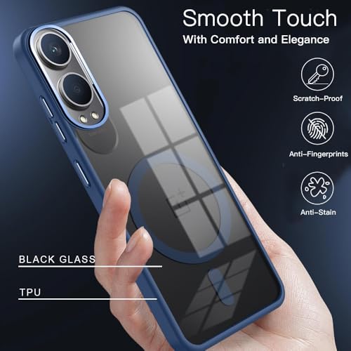 Image of KARWAN Translucent Hybrid Back Case Cover Compatible with Oneplus Nord CE 4 Lite Shockproof Case with Camera Protection, N52 Magnet Cover Case with Magnetic MagEaze Wireless Charging Cover (Blue)