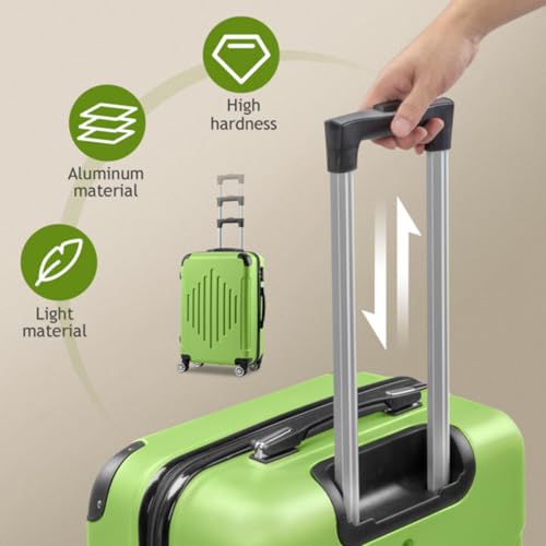 Three-Piece Suitcase, Trolley Case, Travel Bag, 20 Inches, 24 Inches, 28 Inches, 2-Corner Diamond Stripes, ABS, Aluminum Alloy Trolley Case, Macaron Color, Matcha Green4