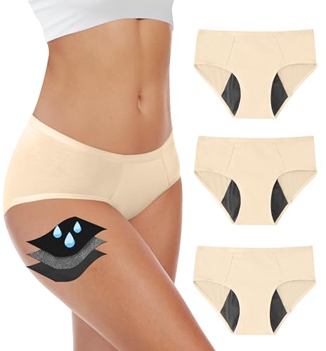 Image of YESWEL Period Underwear For Women, Leakproof Hipster, Brief, Heavy Flow, 3 Pack