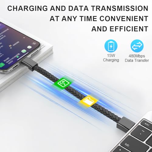 Image of ZORBES USB C to USB A Bracelet Charging Cable, 22.5 cm Portable USB Type C Fashion Leather Braided Wrist Strap Charging Data Transfer Short Cable, Black Bracelet for Men Women Jewellery Accessories