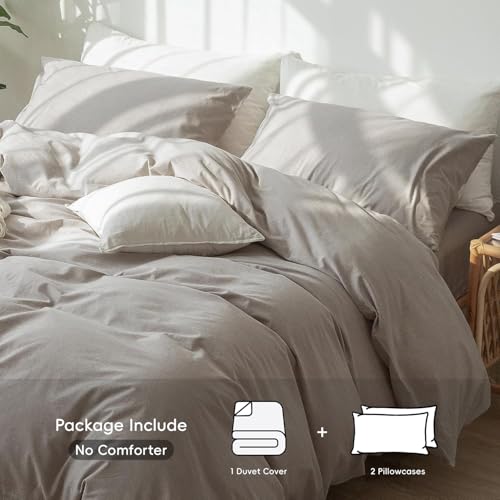 Image of MooMee Duvet Cover Set 100% Washed Cotton Linen Like Oversized King Plus