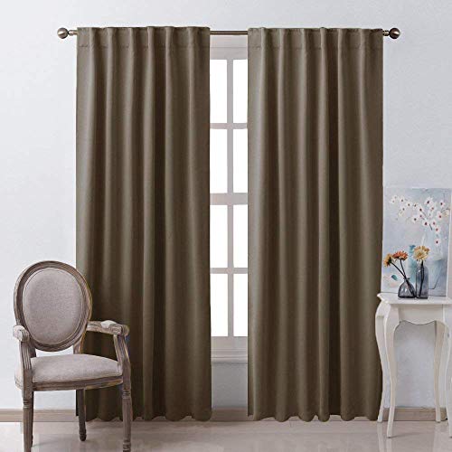 Image of LINENWALAS Cotton Linen Textured Hangs Elegantly with Back Loops Curtains for Door (4.5 x 6.5 ft, Stone Grey) - Set of 2