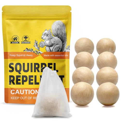 Squirrel Repellent Outdoor, Chipmunk Repellent, Squirrel Deterrent for Gardens/Attics/Cars/Bird Feeders, Get Rid of Chipmunk, Indoor Squirrel Repellant for Plant (1.5 Ounce (Pack of 8))