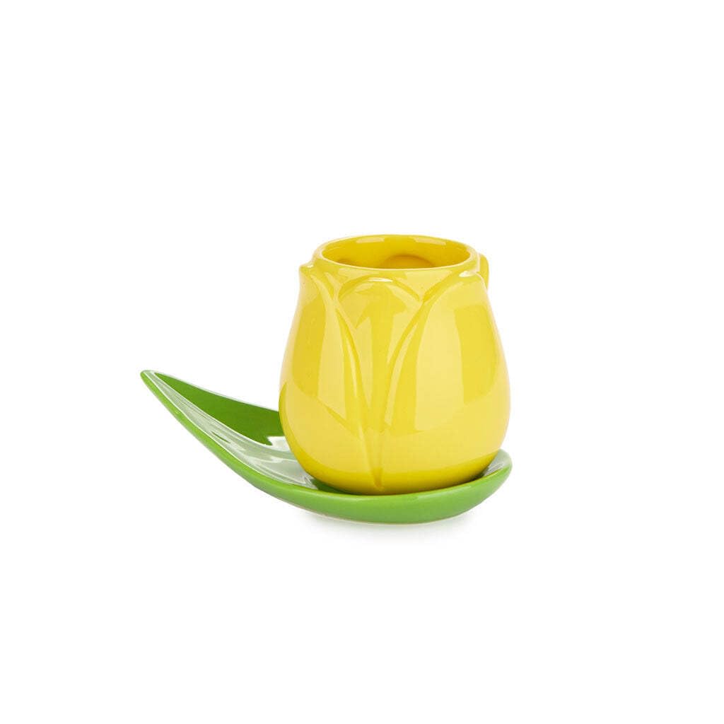 Balvi Set Tazas café Tulip Color Blanco/Amarillo/naraja/Rosa 4 Tazas con Forma de tulipán y 4 Platos