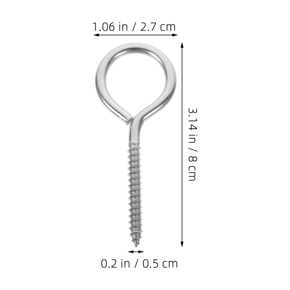6pcs Heavy Duty M6x90 Stainless Steel Screw Eye Bolts Self Tapping Eyelet Hooks for Hanging Plants Cables and Industrial Use