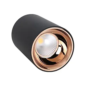 Mufasa 12 Watts Black Body LED Round Surface Light Cylindrical Shape Indoor Ceiling Mounted Spot Light Down Light Aluminium Body (9Cm Height) (Warm White) (Pack of 1)