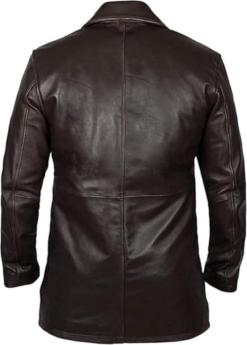 Image of Harocks Real Lambskin Leather Men's Coat- 3 /4 Length Brown and Black Leather Coat
