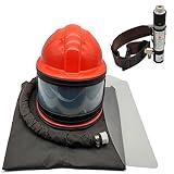 Sandblaster Helmet Safe Air Feed Sand Blast Helmet Shoulder Protective Sand Blast Hood Protector Sandblaster Thermostat 5 Pieces Outer Lenses (Red)