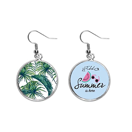 Pendientes de sandía verde hoja cielo feliz para el lóbulo