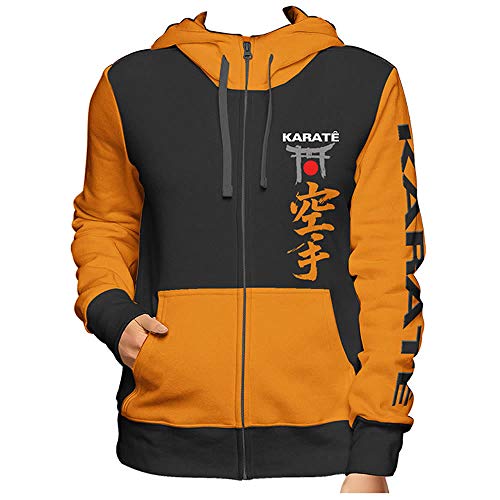 Casaco Moleton Karate Com Capuz - Preto/Laranja - 5036 - XXGG