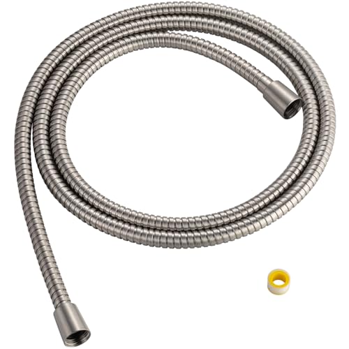 Singing Rain 79 inches Kinkless Brushed Nickel Stainless Steel Natural Color Flexible Stainless Steel Shower Hose - Replacement for Handheld Showerhead Hose