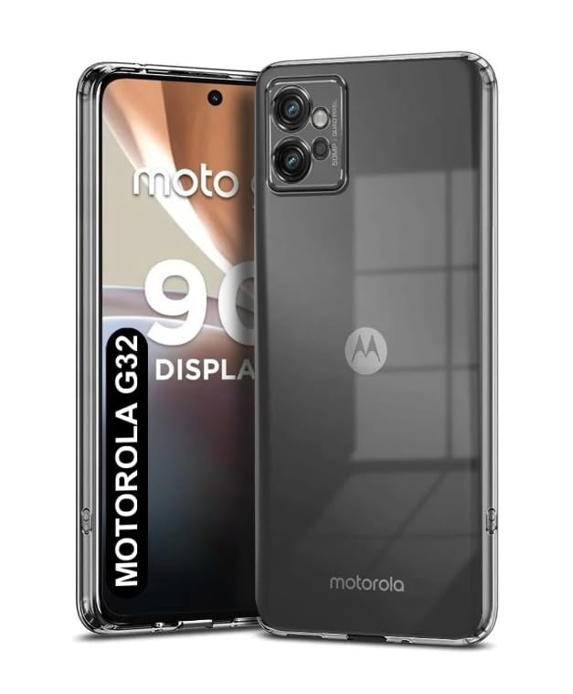 Image of REALCASE Silicone Moto G32 4G Back Cover Case, Scratch Resistant Protective Crystal Clear Transparent Shock Proof Bumper Back Cover Case for Moto G32 4G
