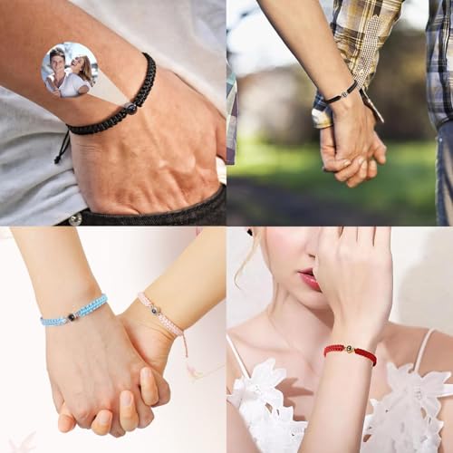Ehihas Bracciale Personalizzato Con Proiezione Di Foto Regalo Commemorativo Bracciali Personalizzati Per La Memoria Immagine Hd Per I Propri Cari Design Di Ricordo Corda (Perlina Cilindrica) - 4