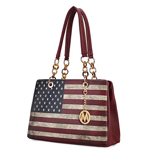 MKF Collection Patriotic Shoulder Bag for Women, USA Satchel Vegan