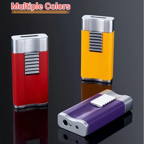 NINSI Windproof Butane Torch Lighter with Adjustable Blue Flat Jet Flame, Refillable Lighters for Candles, Grilling, Camping, Outdoor Use (Fuel Not Included) (Red)