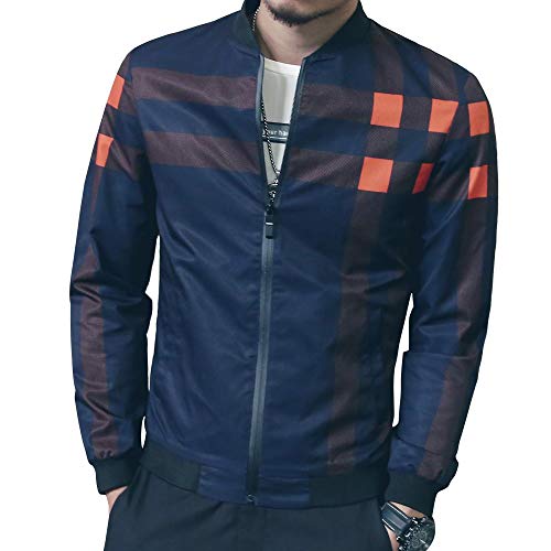 LOGEEYAR Men's Bomber Jacket Casual Lightweight Jacket Color Block Windbreaker Coat with Pocket4