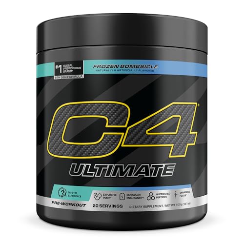 C4 Ultimate Pre Workout Powder - Sugar Free Preworkout Energy Supplement for Men & Women - 300mg Caffeine + TeaCrine + Dynamine + Creatine - Frozen Bombsicle, 20 Servings