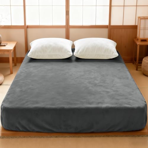 AYO(エイワイオー) ボックスシーツ 冬 ベッドシーツ マイクロファイバー 暖かい マットレスカバー 静電気防止 あったかシーツ 持続温感 柔らかい 極暖 全周ゴム付き 冬用 吸湿発熱 防寒 極上肌触り 洗える マットレス・敷ふとん兼用(ダブル・140×