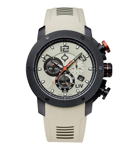LIV GX1 Swiss Made Chronograph 45mm 316L SS Case, 3D Multi-Layer w/Quickset Date - Rugged Classic Watch- Scratch Resistant Sapphire Crystal - 660 Feet Water Resistant - BGW9 Swiss Luminova