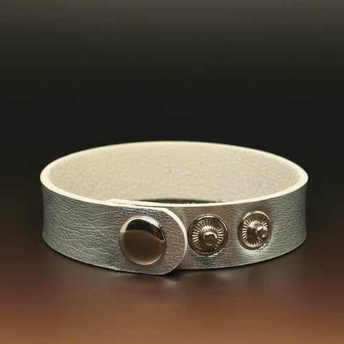 Image of THE MEN THING BLAZEFIT STRAP - 18mm Genuine Leather Bracelet with Stainless Steel Stud Button Closure for Men & Boys (6.6 /7.1 /7.6 inch)